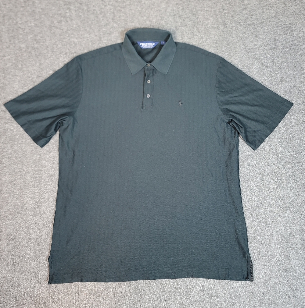 Polo Golf Ralph Lauren Mens L Black 100% Pima Cotton Performance Polo Shirt
